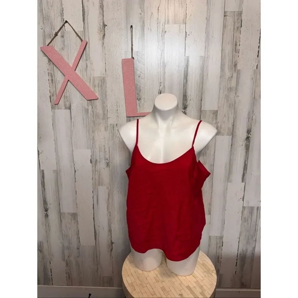 Nanette Lepore Solid Red Cami Tank Top Womens Size Extra Large XL Spaghetti Stra